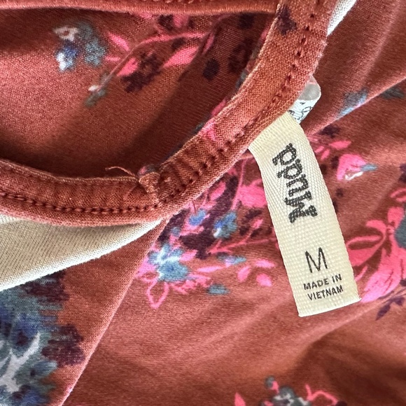 *MUDD* Pink x Blue Floral Sleeveless Cross-Back Sundress Size M - Picture 8 of 9